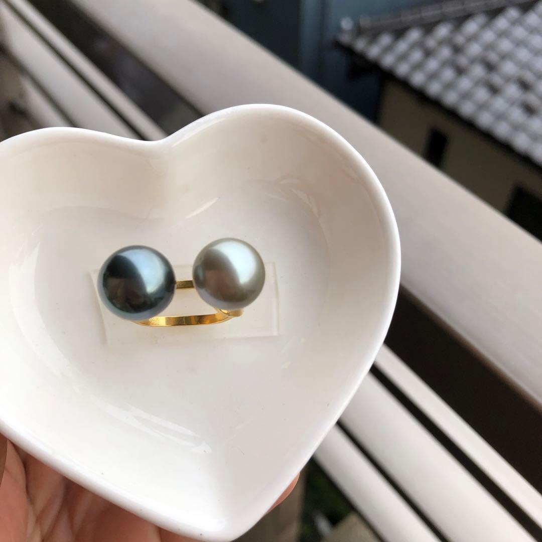 黒蝶真珠リング　タヒチパールリング