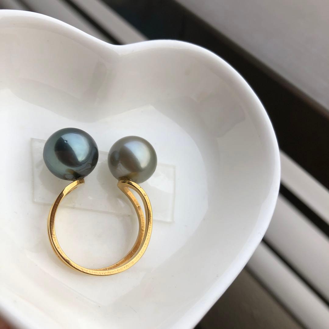 黒蝶真珠リング　タヒチパールリング