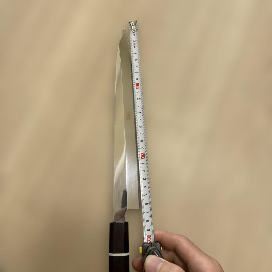 270mm柳刃包丁 鏡面　黒檀水牛八角柄 全鋼 和包丁•