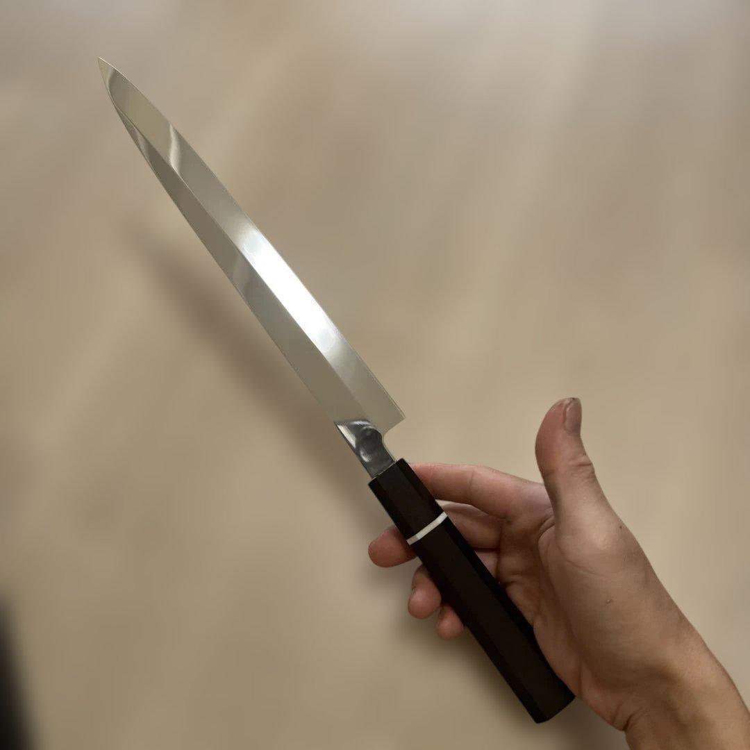 270mm柳刃包丁 鏡面　黒檀水牛八角柄 全鋼 和包丁•