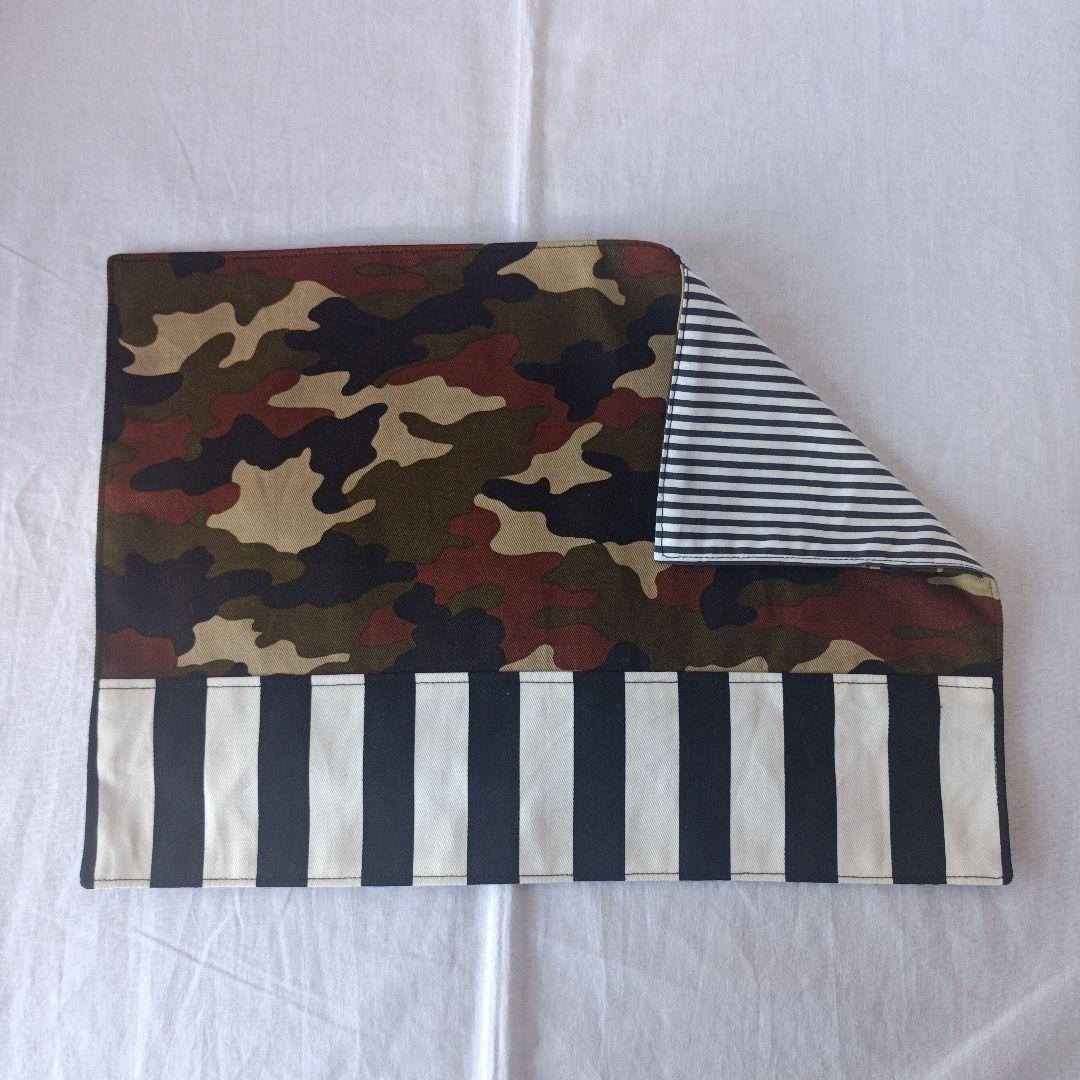 入園入学6点セット 迷彩×ブラックストライプ レッスンバッグ シューズバッグ 他