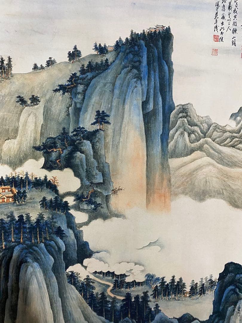 谢之柳 峯巒泣幽 中国画 掛け軸 水墨画 和室 玄関 茶室 壁掛け 美術品