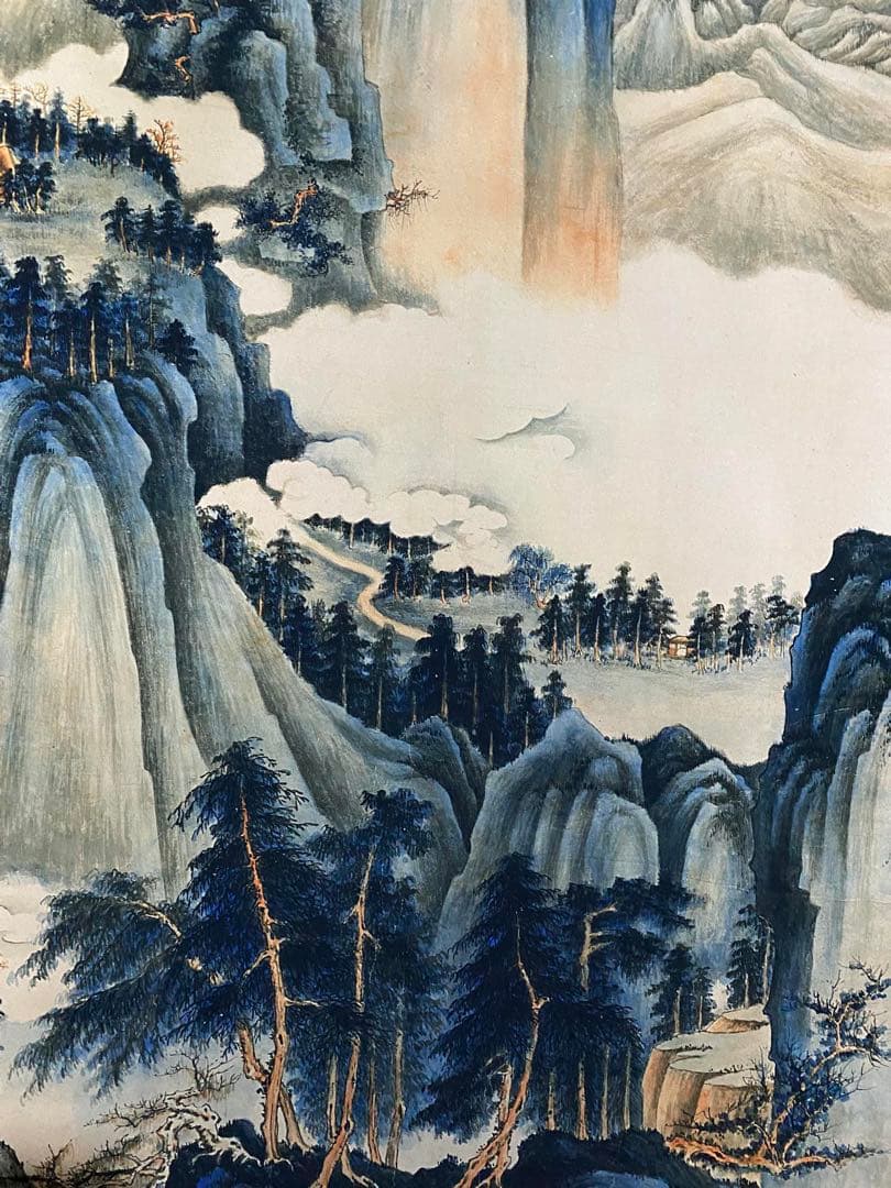 谢之柳 峯巒泣幽 中国画 掛け軸 水墨画 和室 玄関 茶室 壁掛け 美術品