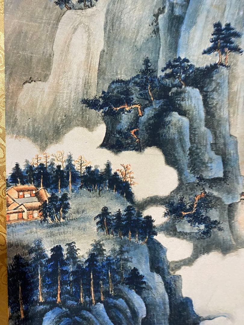 谢之柳 峯巒泣幽 中国画 掛け軸 水墨画 和室 玄関 茶室 壁掛け 美術品