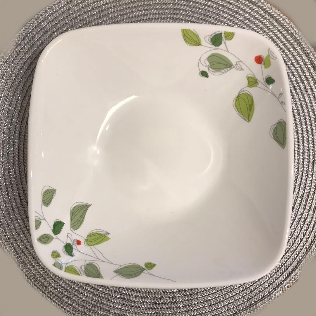 新品未使用　corelle コレール　スクエアボウル大　グリーンブリーズ　4枚