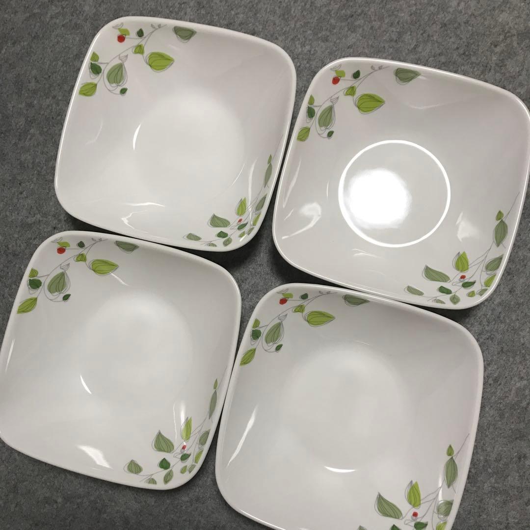 新品未使用　corelle コレール　スクエアボウル大　グリーンブリーズ　4枚