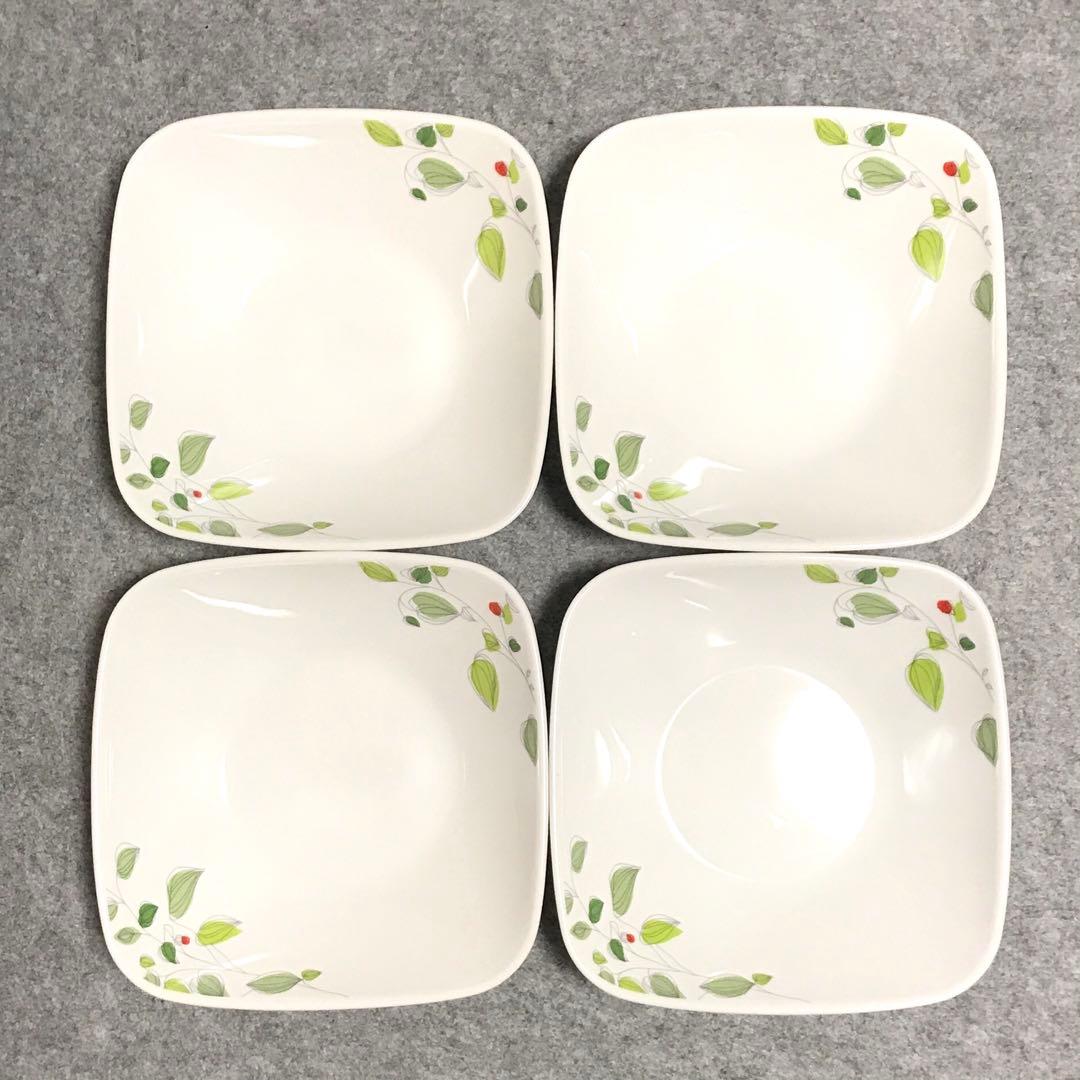 新品未使用　corelle コレール　スクエアボウル大　グリーンブリーズ　4枚