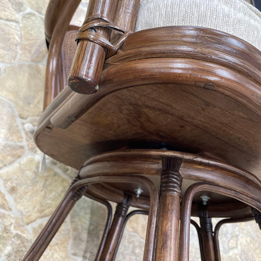 回転椅子　籐　ラタン　360度　アームチェア　ニトリ　リラックスチェア