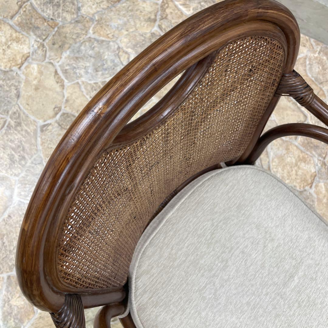 回転椅子　籐　ラタン　360度　アームチェア　ニトリ　リラックスチェア