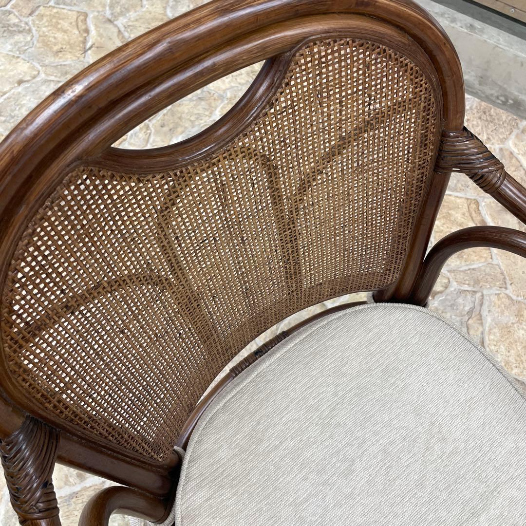 回転椅子　籐　ラタン　360度　アームチェア　ニトリ　リラックスチェア