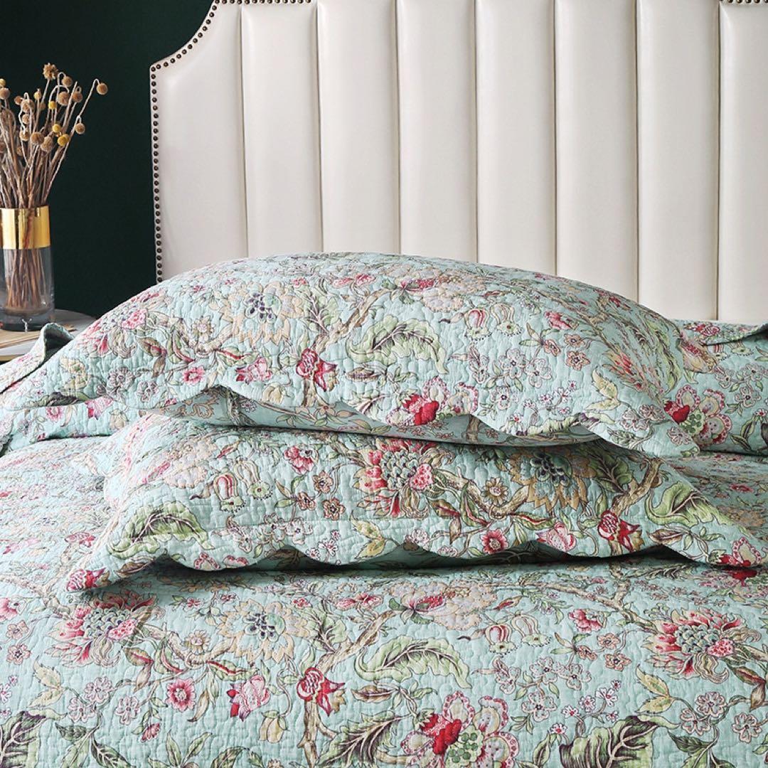 キルトベッドカバー3点セット綿マルチカバー キルティング 008