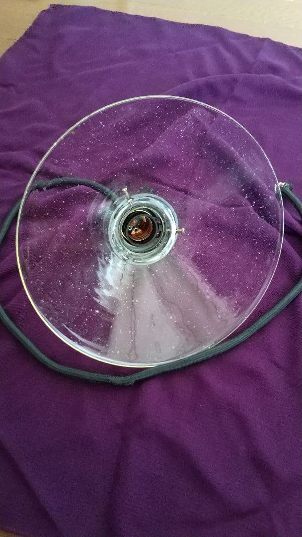 アンティーク・大正ロマン・透明気泡入り吹きガラス電笠