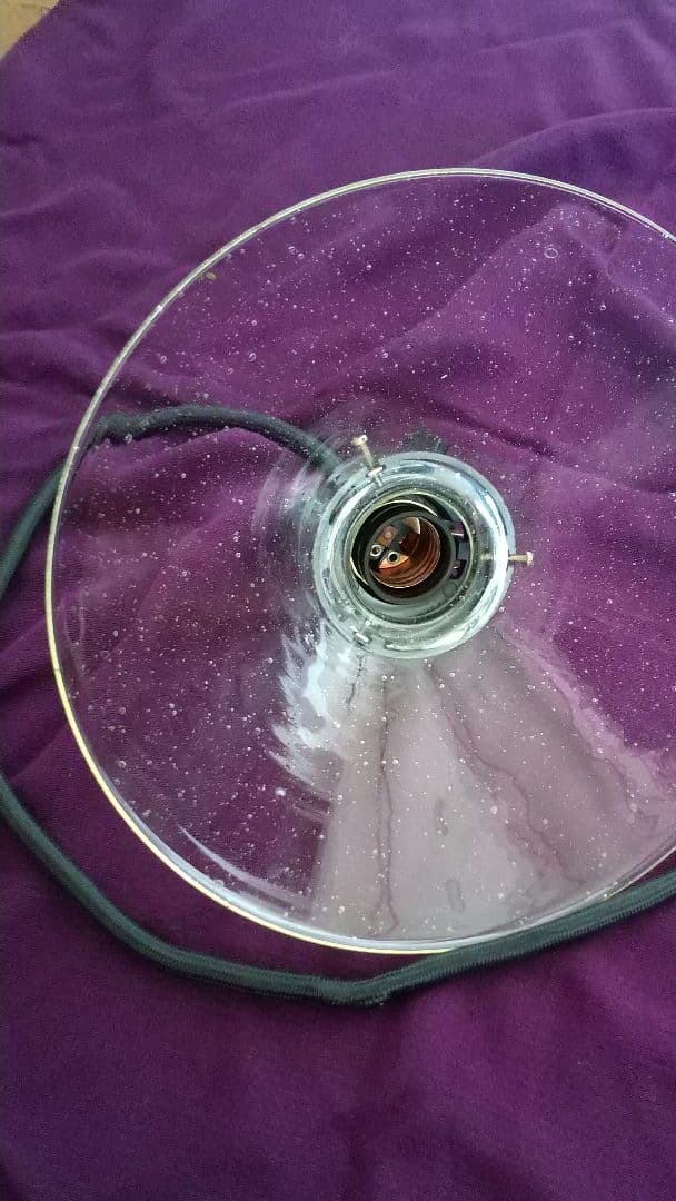 アンティーク・大正ロマン・透明気泡入り吹きガラス電笠