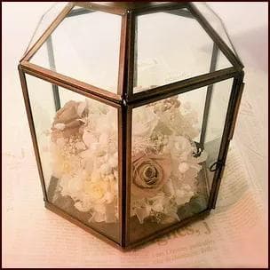 プリザーブドフラワー アンティークアレンジ　ブラウン＆ホワイト