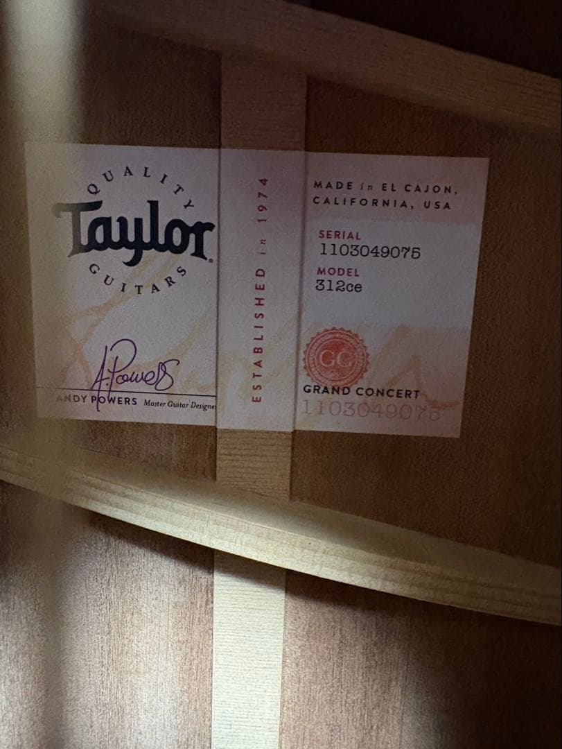 Taylor 312ce グランドコンサート v-class