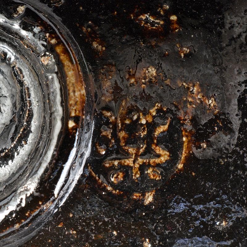 茶道具　楽吉左衛門　黒楽茶碗　極上竹網碗篭付　M　R6158