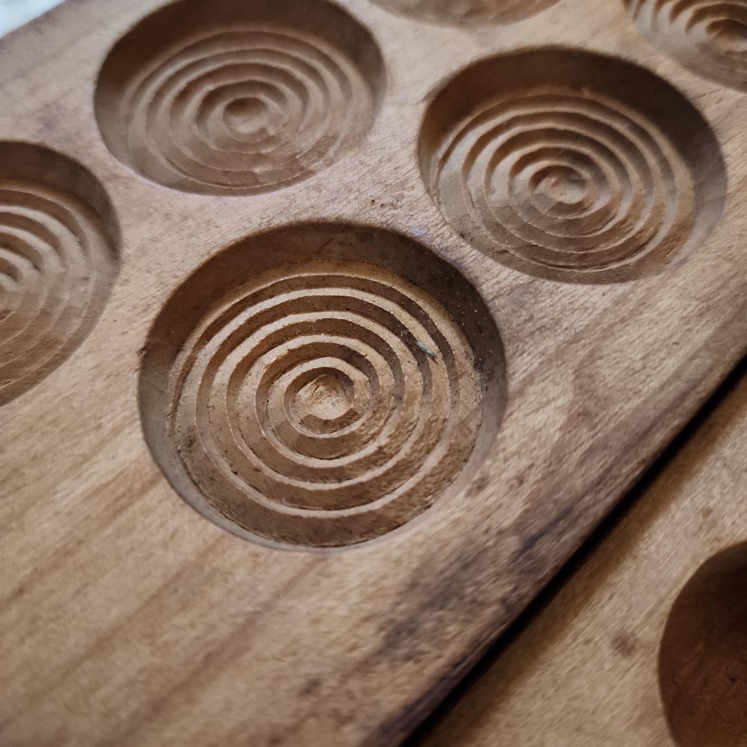 菓子木型2点セット-11　古い 木型 菓子型 和菓子 木製 古道具 古物