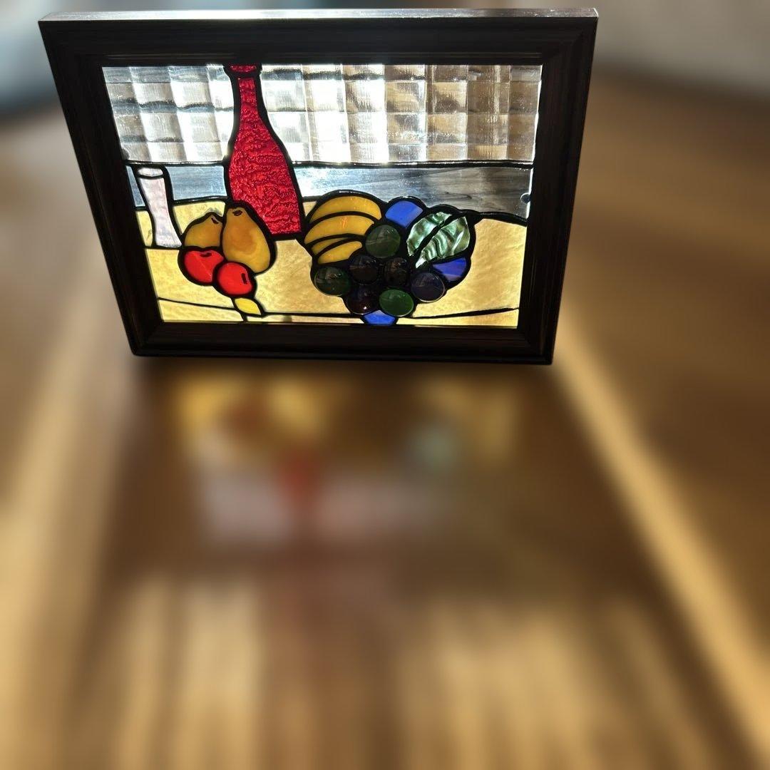 ステンドグラスパネルワインと果物
