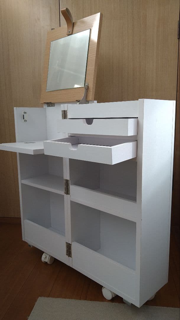 キャスター付き コスメワゴン 化粧台 ドレッサー 収納 大容量