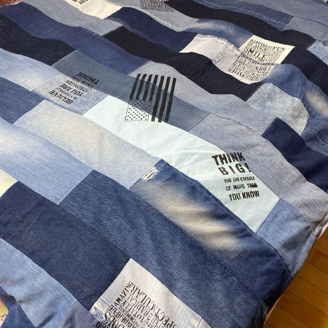 みゆv様確認用　　　リメイクデニム マルチカバーハンドメイドざっくりベットカバー