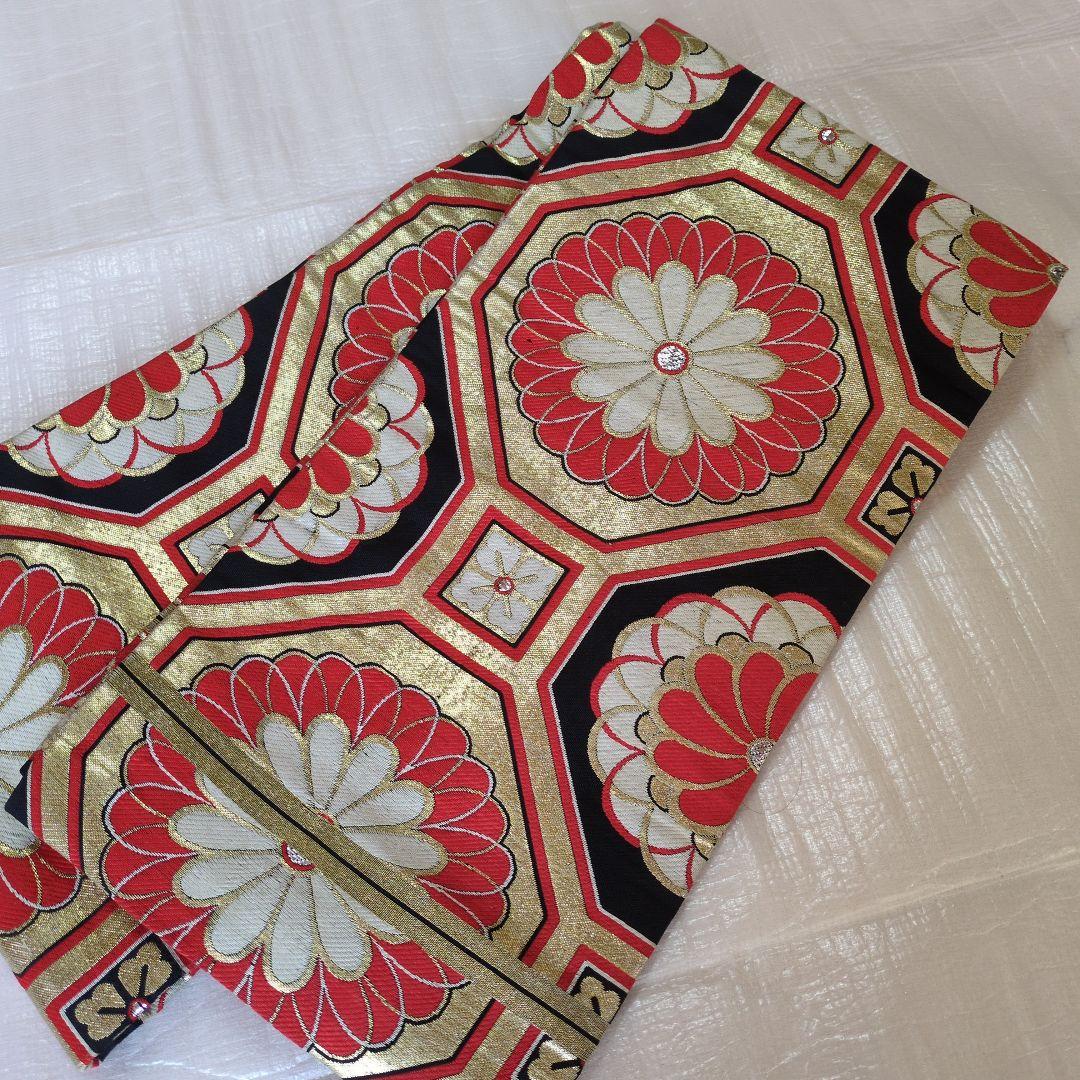 七五三７歳アンティーク着物と丸帯、帯揚げ帯締めしごき（長襦袢付き）