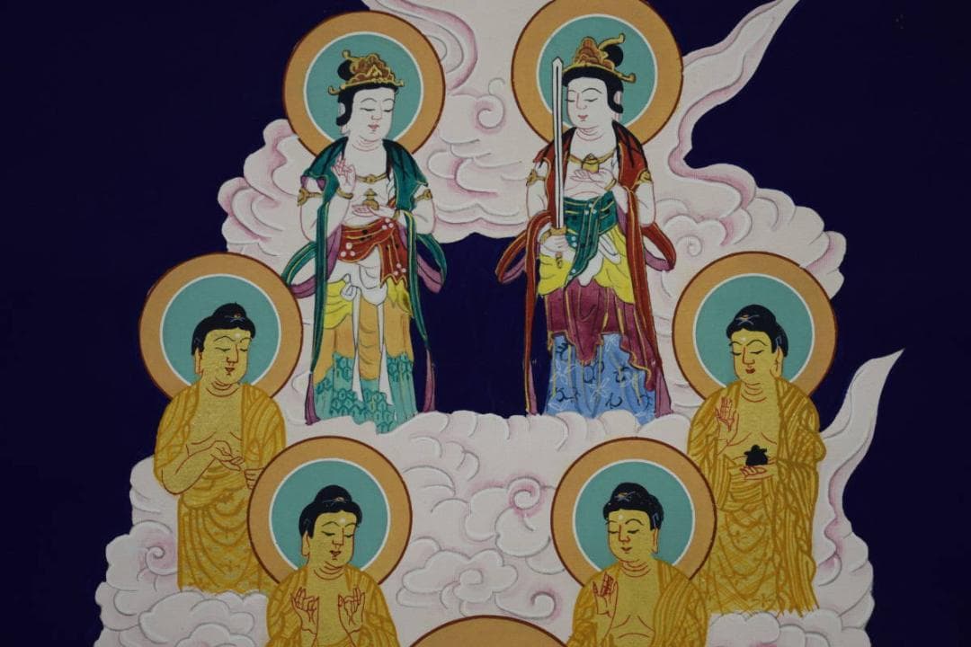 真作/真言十三佛図/十三佛真言/弘法大師入/十三仏/布袋屋掛軸HE-700