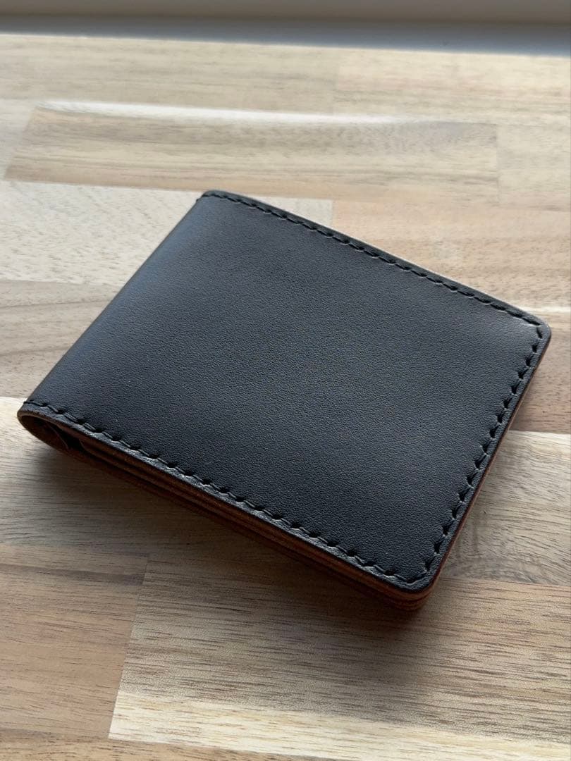 本革 栃木レザー 茶芯 二つ折り財布 ハンドメイド 茶芯のエイジングが魅力