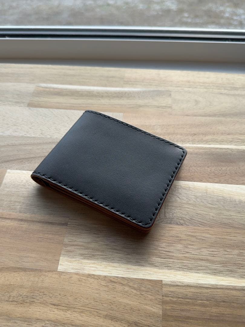 本革 栃木レザー 茶芯 二つ折り財布 ハンドメイド 茶芯のエイジングが魅力