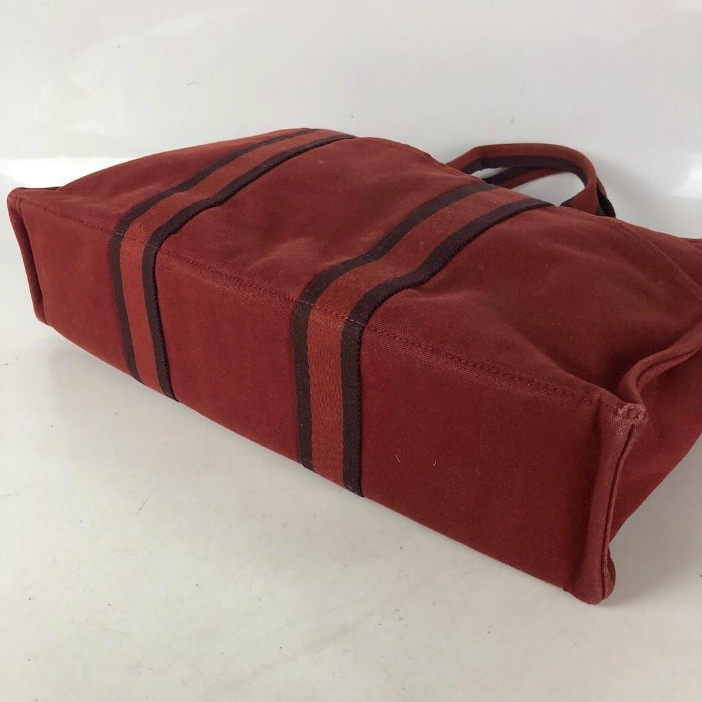 HERMES エルメス フールトゥMM キャンバス トートバッグ レッド