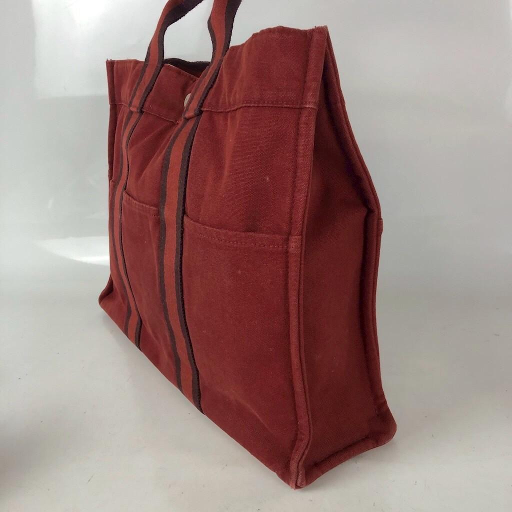HERMES エルメス フールトゥMM キャンバス トートバッグ レッド