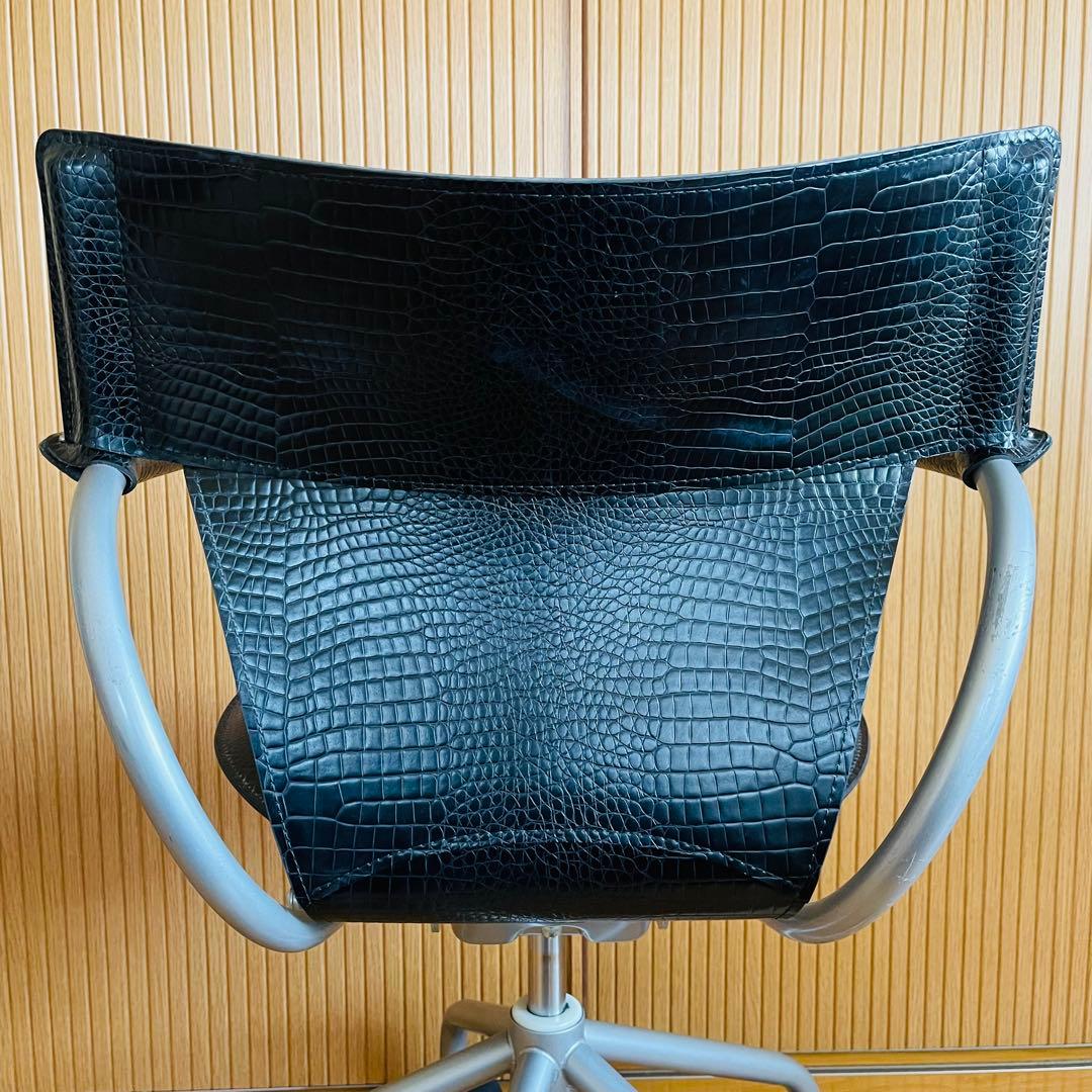 【廃盤品・希少】カリモク 合成皮革張デスクチェアー ニュークロコ ブラック