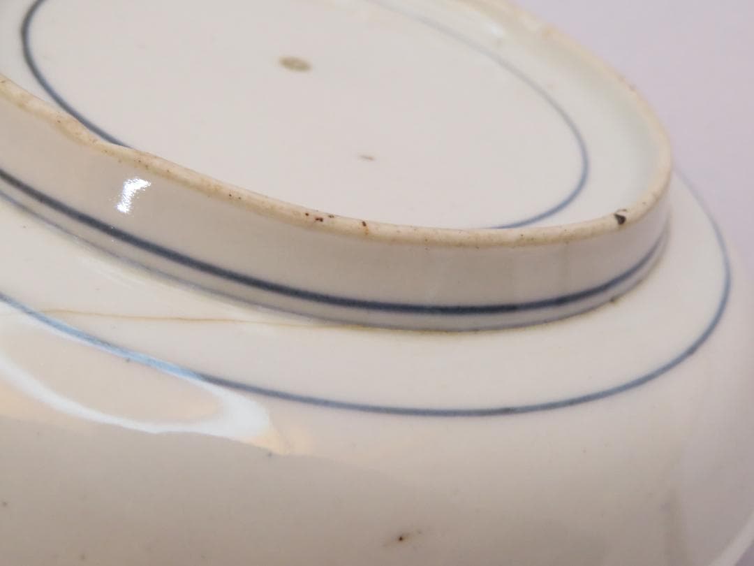 3246　古美術＜値下げ交渉大歓迎＞藍柿中皿　ヒビ有