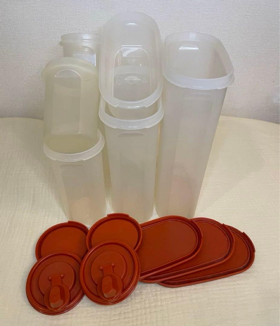 美品 タッパーウェア ＭＭだ円 ディスペンサー７個セット食品保存容器