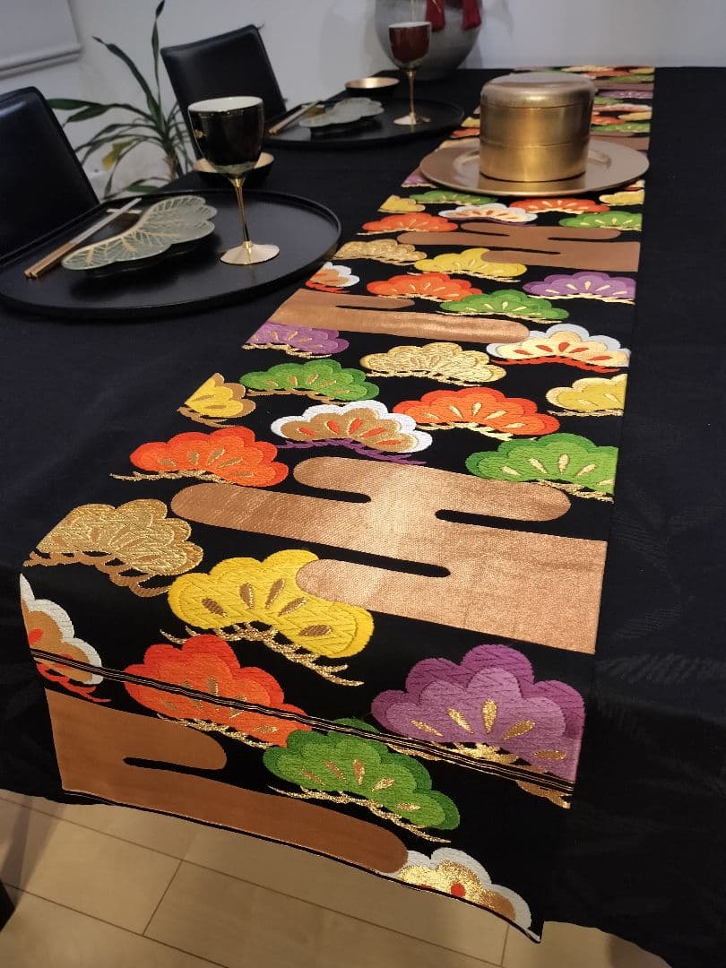 A919高級‼️縁起の良い松‼️節分‼️テーブルランナー2m12cm