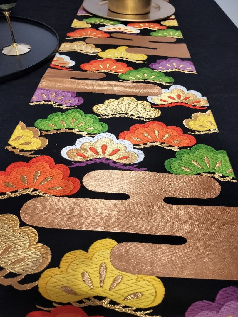 A919高級‼️縁起の良い松‼️節分‼️テーブルランナー2m12cm