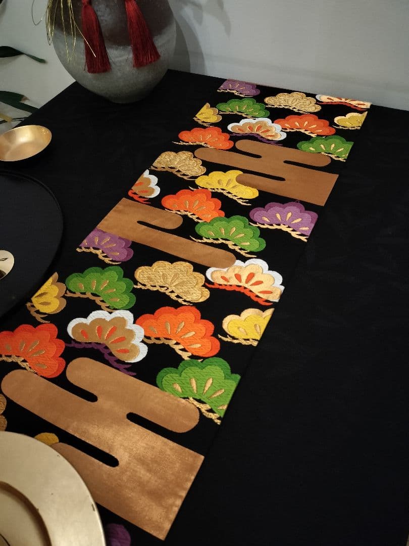 A919高級‼️縁起の良い松‼️節分‼️テーブルランナー2m12cm