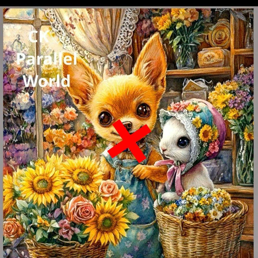 激レアチワワとうさぎパネル生地　ハンドメイド