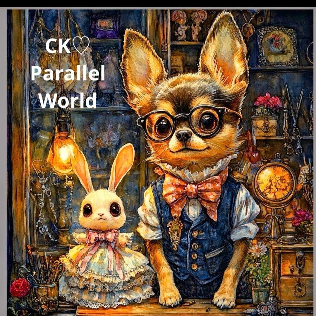 激レアチワワとうさぎパネル生地　ハンドメイド