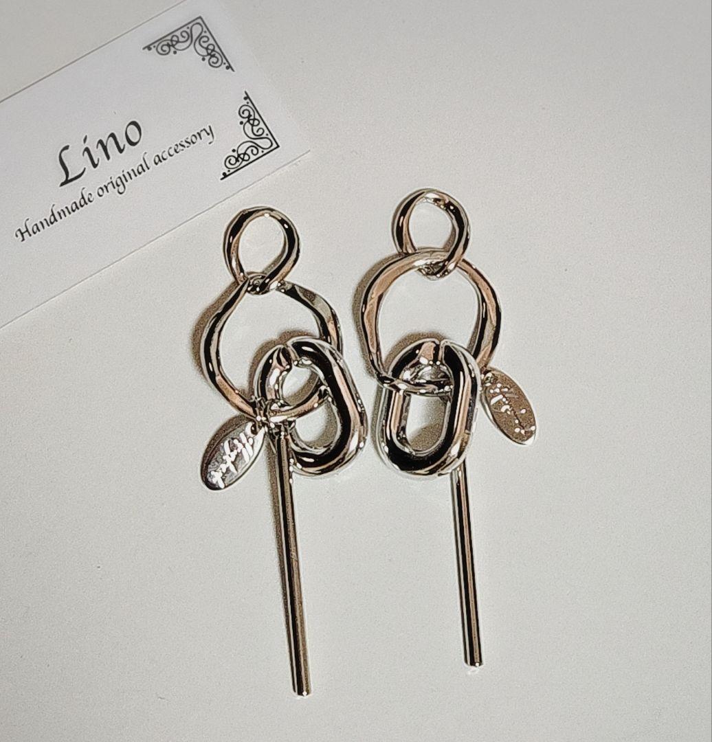ロングピアス シルバーピアス タグ チェーン