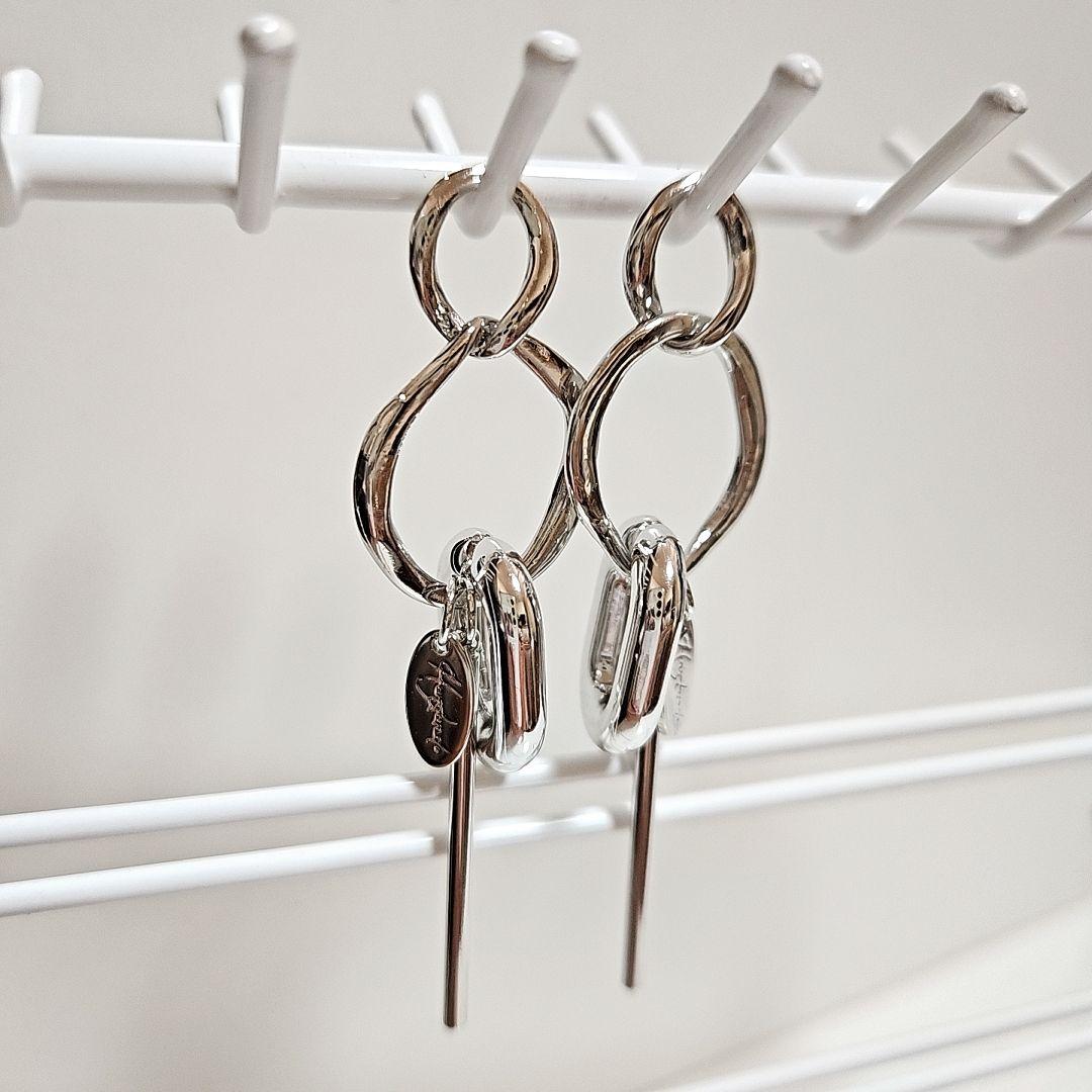 ロングピアス シルバーピアス タグ チェーン