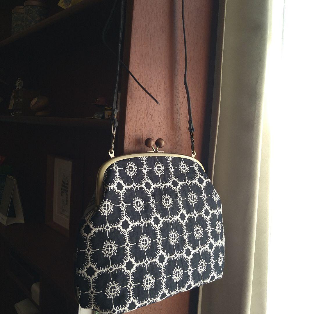 new❣ 木玉口金 パッチワークがま口バッグ☆ミナペルホネン ハンドメイド