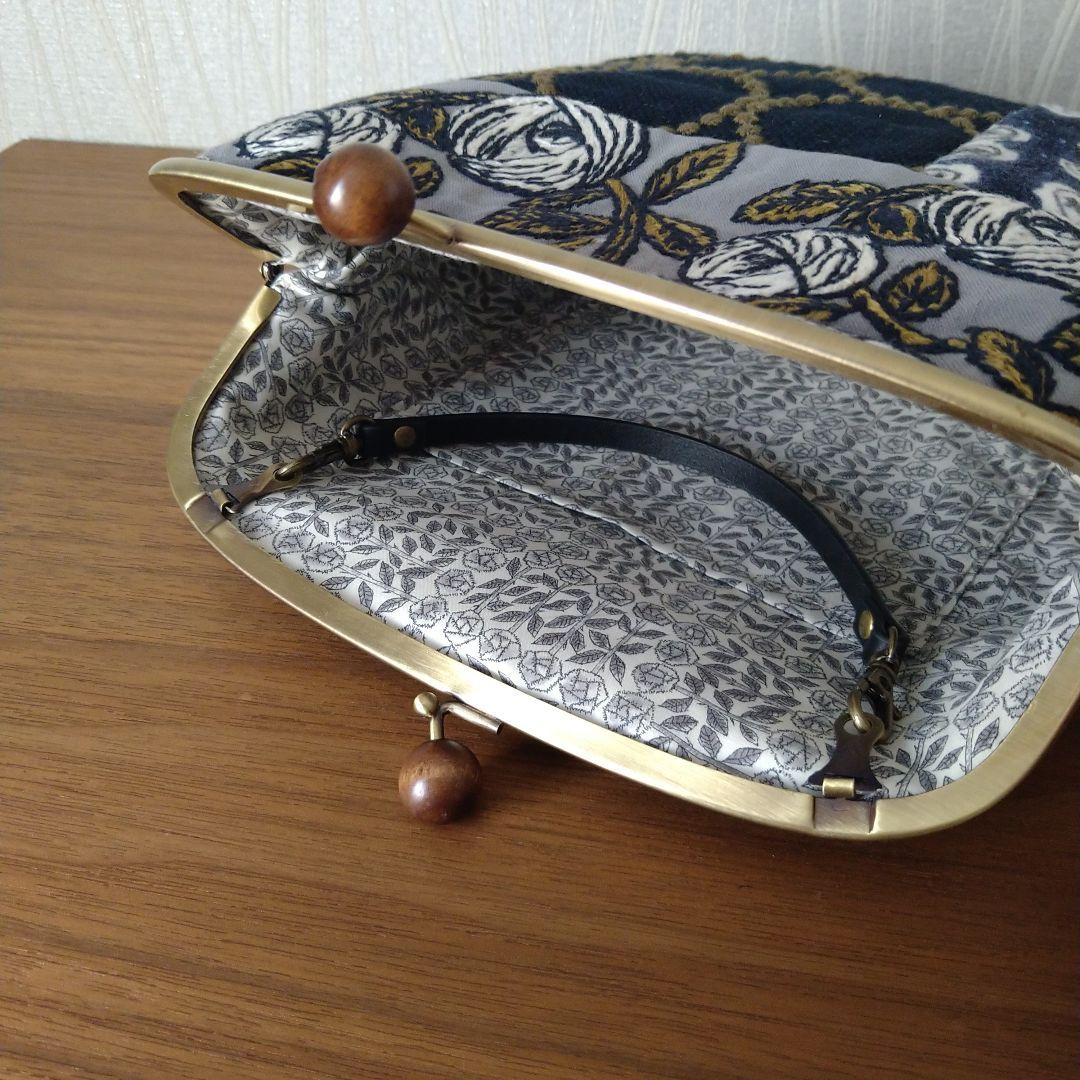 new❣ 木玉口金 パッチワークがま口バッグ☆ミナペルホネン ハンドメイド