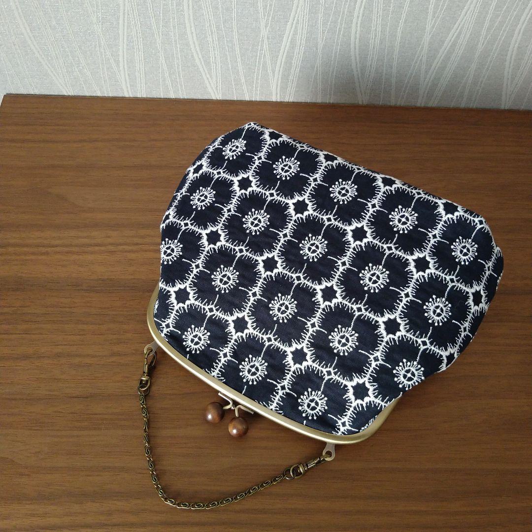 new❣ 木玉口金 パッチワークがま口バッグ☆ミナペルホネン ハンドメイド