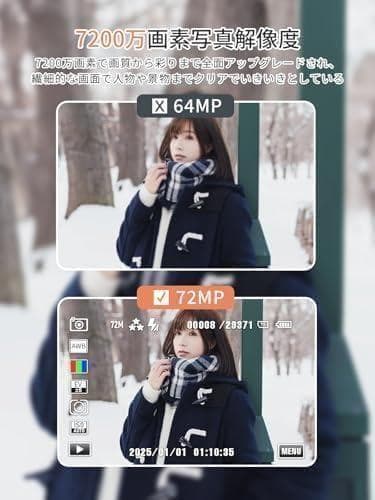 AAiMike スマホに送れる デジタルカメラ 5K デジカメ WIFI転送機能