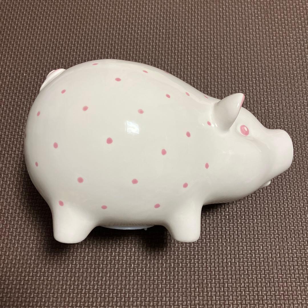 ティファニー　TIFFANY 豚の貯金箱　ドットピンク