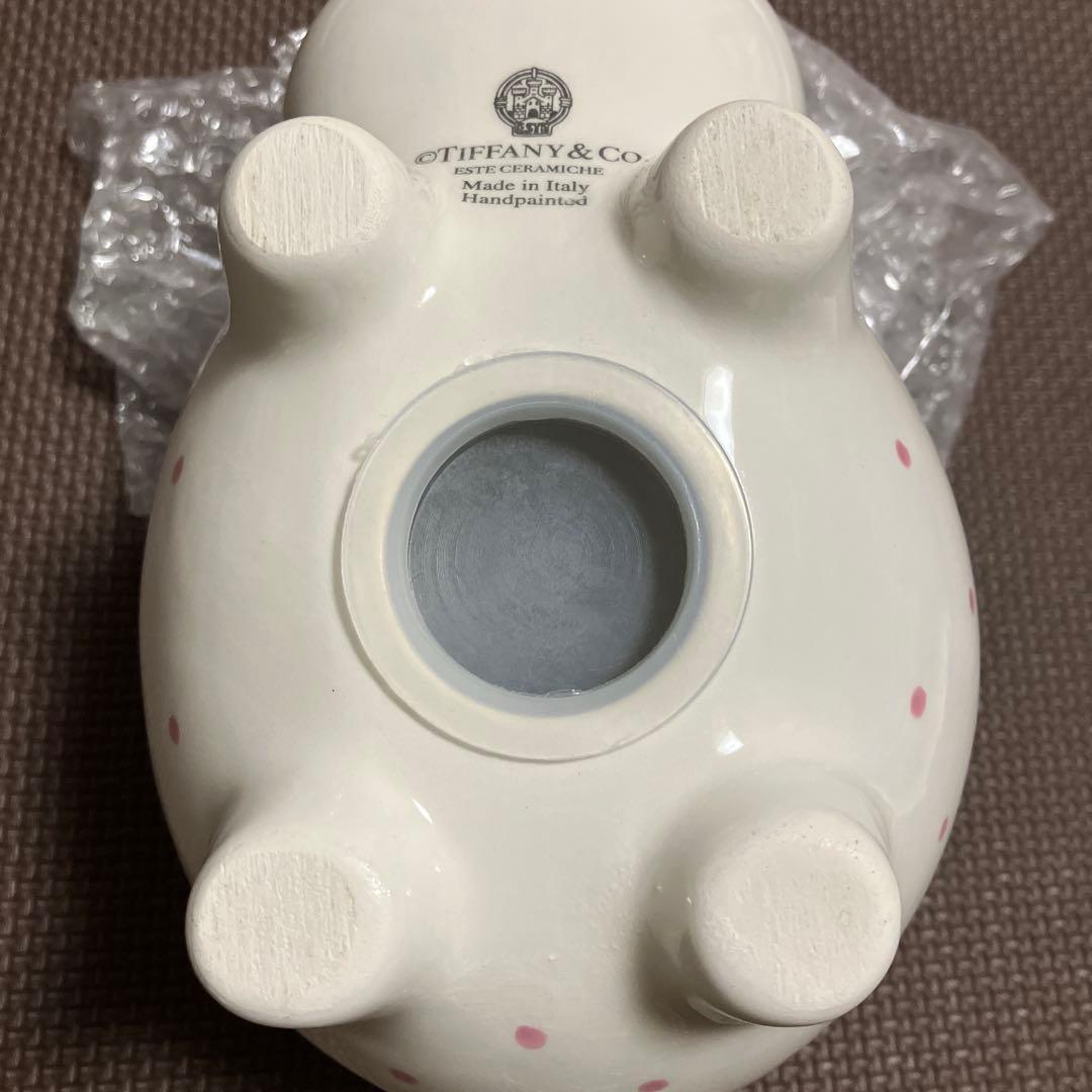 ティファニー　TIFFANY 豚の貯金箱　ドットピンク