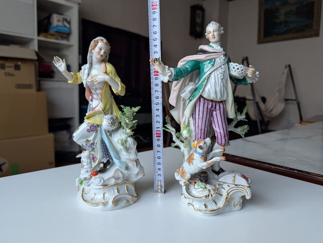 マイセン フィギュリン ペア ケンドラー 葡萄売りの少年＆羊飼いの少女 双剣