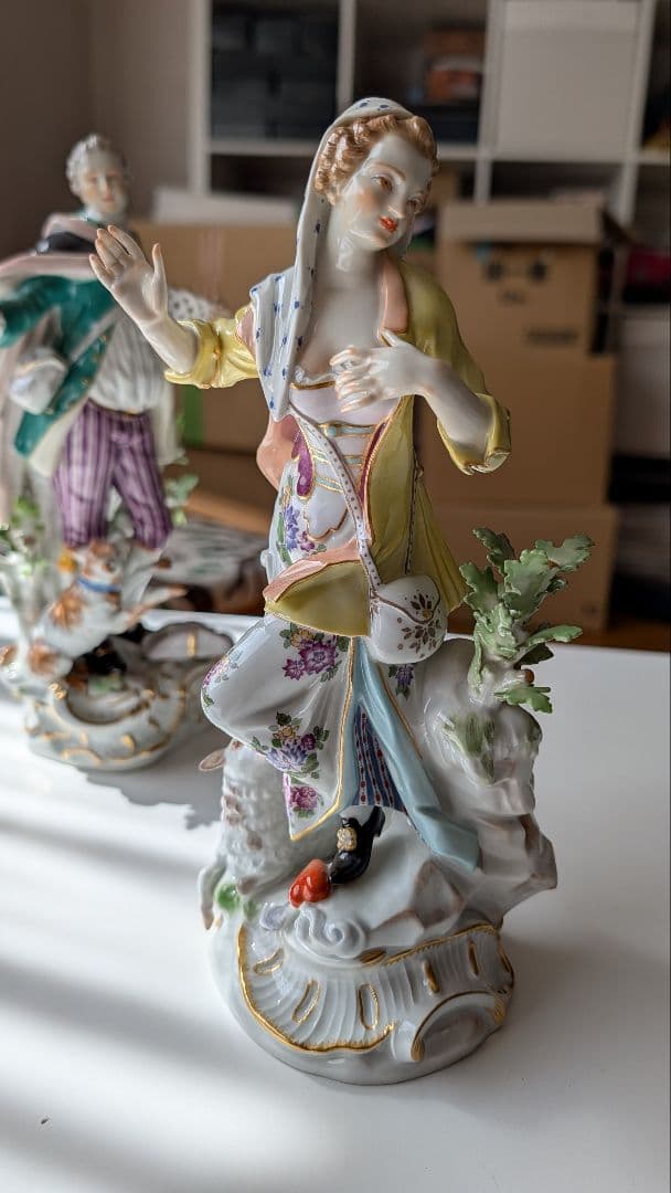 マイセン フィギュリン ペア ケンドラー 葡萄売りの少年＆羊飼いの少女 双剣