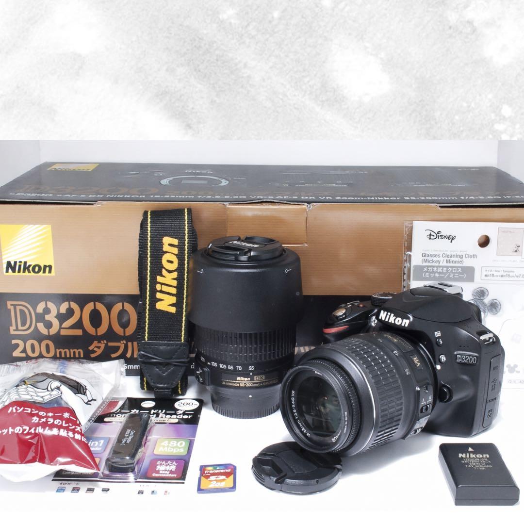 初心者おすすめ Nikon D3200 ダブルズーム スマホ転送OK 元箱付き
