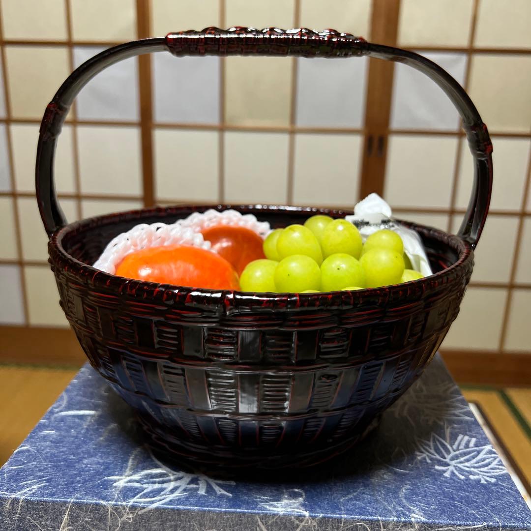 久留米 九藍 手付盛籠　九州籃胎漆器 らんたいバスケット　竹籠　漆器　伝統工芸